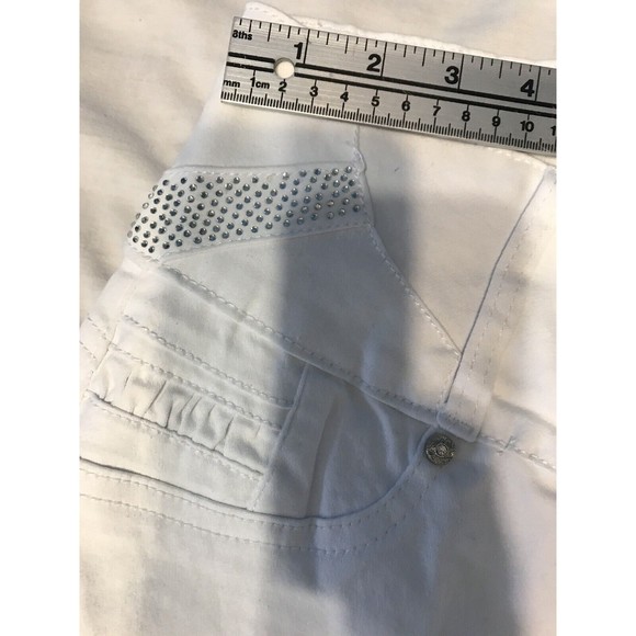 Diva Star Push Up Medium Rise Jeans White Capri Embellished - Picture 14 of 15